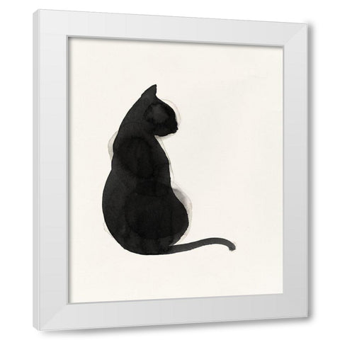 Black Cat White Modern Wood Framed Art Print by Pi Studio