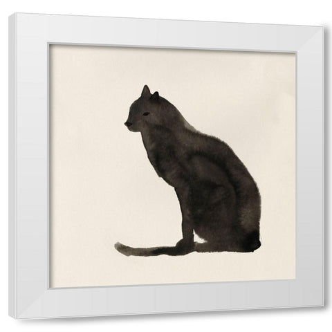 Le Chat Noir II White Modern Wood Framed Art Print by Pi Studio