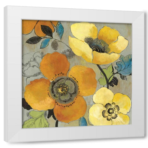 Yellow and Orange Poppies I White Modern Wood Framed Art Print by Pearce, Allison