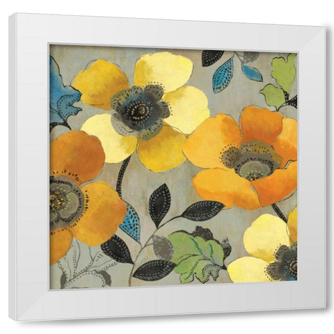 Yellow and Orange Poppies II White Modern Wood Framed Art Print by Pearce, Allison