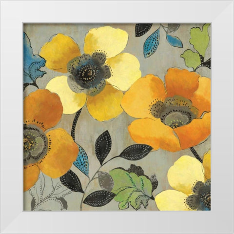 Yellow and Orange Poppies II White Modern Wood Framed Art Print by Pearce, Allison