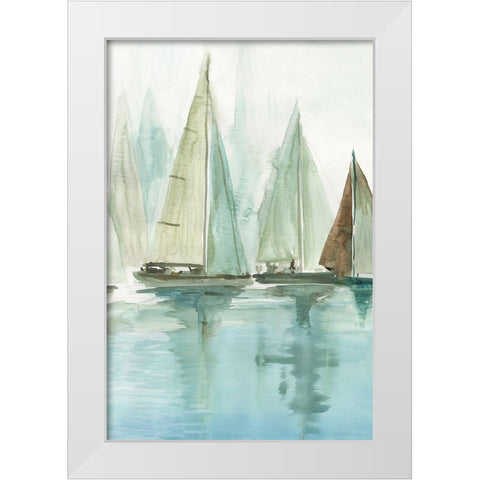 Blue Sailboats II  White Modern Wood Framed Art Print by Pearce, Allison