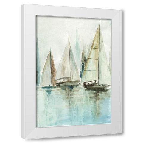 Blue Sailboats III  White Modern Wood Framed Art Print by Pearce, Allison