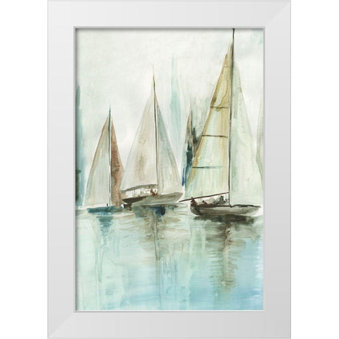 Blue Sailboats III  White Modern Wood Framed Art Print by Pearce, Allison