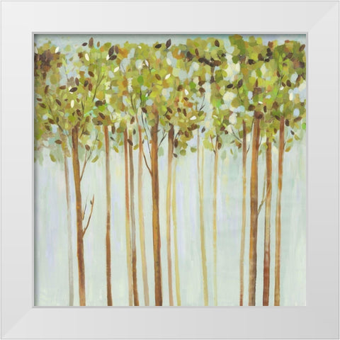 Green Leaves  White Modern Wood Framed Art Print by Pearce, Allison