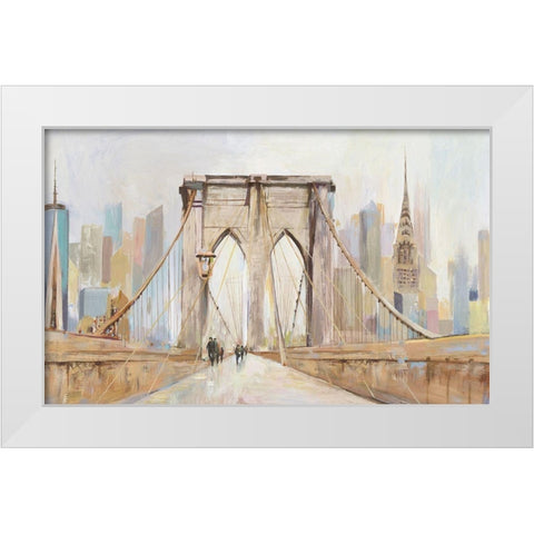 Brooklyn Bridge Walkway White Modern Wood Framed Art Print by Pearce, Allison