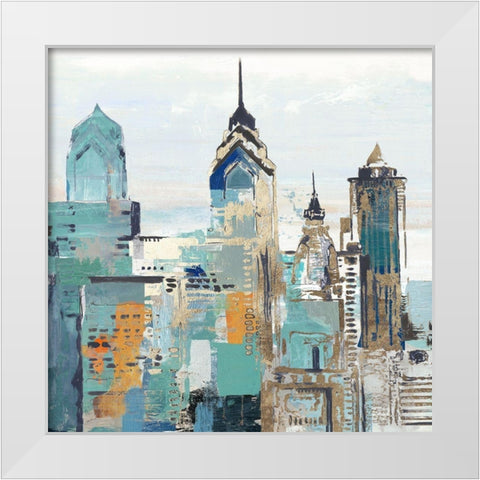 Teal City II White Modern Wood Framed Art Print by Pearce, Allison