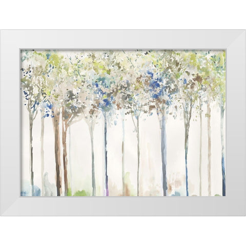 Indigo Ink Trees  White Modern Wood Framed Art Print by Pearce, Allison
