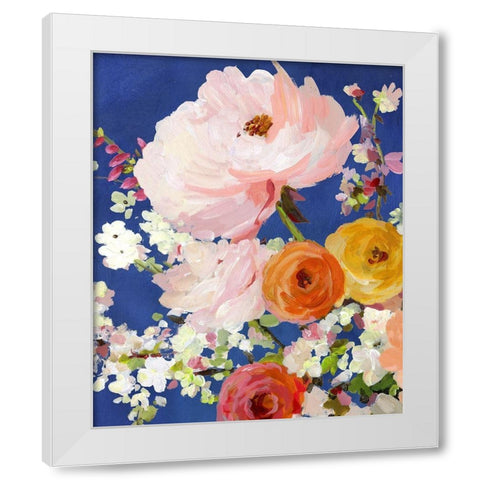 Midnight Garden Flowers I White Modern Wood Framed Art Print by Pearce, Allison