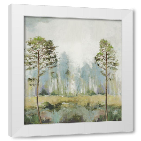 Tall Green Trees II White Modern Wood Framed Art Print by Pearce, Allison