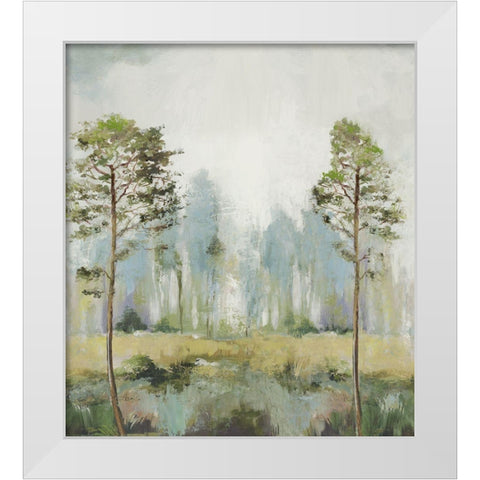 Tall Green Trees II White Modern Wood Framed Art Print by Pearce, Allison
