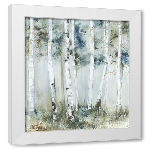 Birch Blue Forest  White Modern Wood Framed Art Print by Pearce, Allison