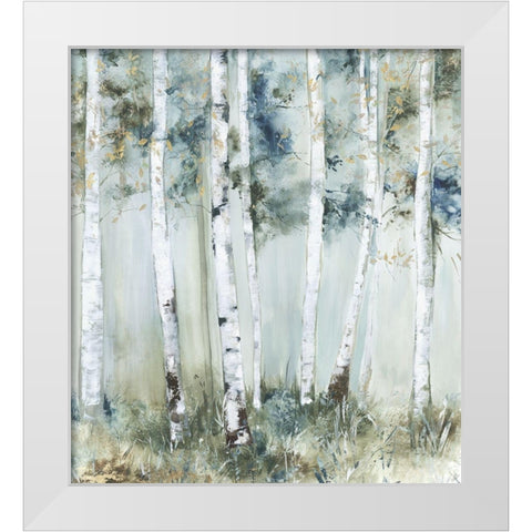 Birch Blue Forest  White Modern Wood Framed Art Print by Pearce, Allison