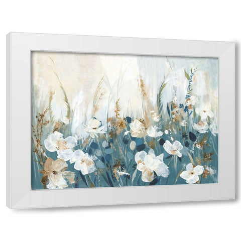 Blue Poppy Field  White Modern Wood Framed Art Print by Pearce, Allison