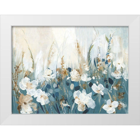 Blue Poppy Field  White Modern Wood Framed Art Print by Pearce, Allison