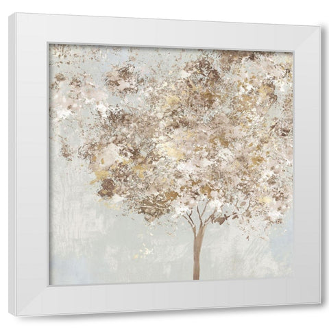 Golden Shimmering Tree  White Modern Wood Framed Art Print by Pearce, Allison