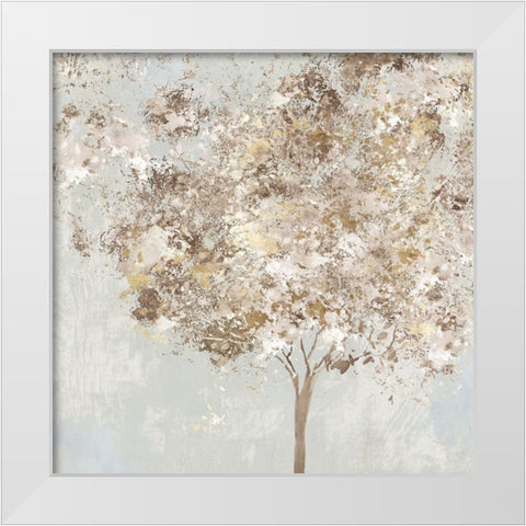 Golden Shimmering Tree  White Modern Wood Framed Art Print by Pearce, Allison