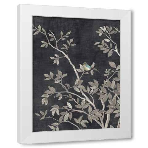 Blue Parakeet Tree II  White Modern Wood Framed Art Print by Pearce, Allison