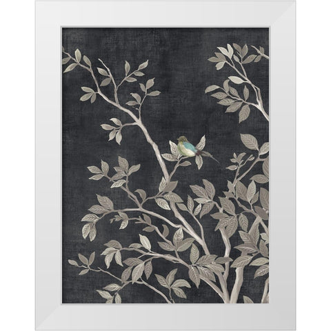 Blue Parakeet Tree II  White Modern Wood Framed Art Print by Pearce, Allison