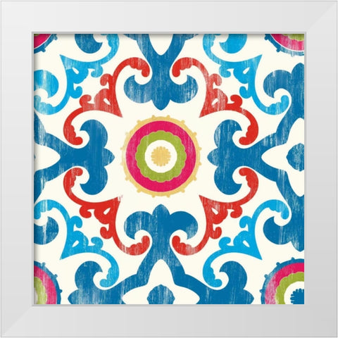 Suzani III White Modern Wood Framed Art Print by PI Galerie