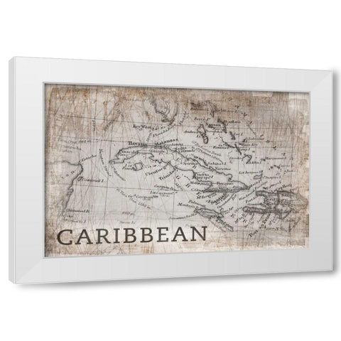 New England Map White White Modern Wood Framed Art Print by PI Galerie