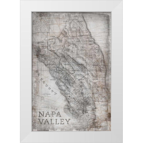 Champagne Map White White Modern Wood Framed Art Print by PI Galerie