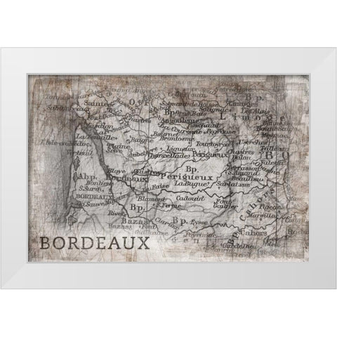 Tuscany Map White White Modern Wood Framed Art Print by PI Galerie