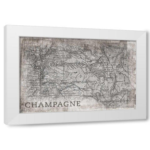 Champagne Map White White Modern Wood Framed Art Print by PI Galerie