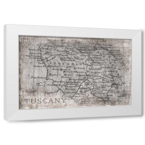 Tuscany Map White White Modern Wood Framed Art Print by PI Galerie