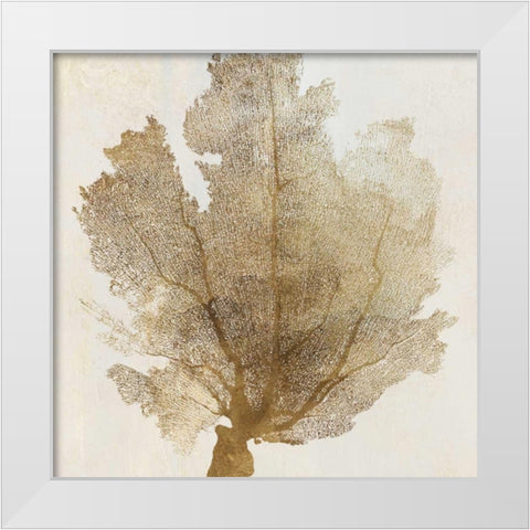 Gold Coral I White Modern Wood Framed Art Print by PI Galerie