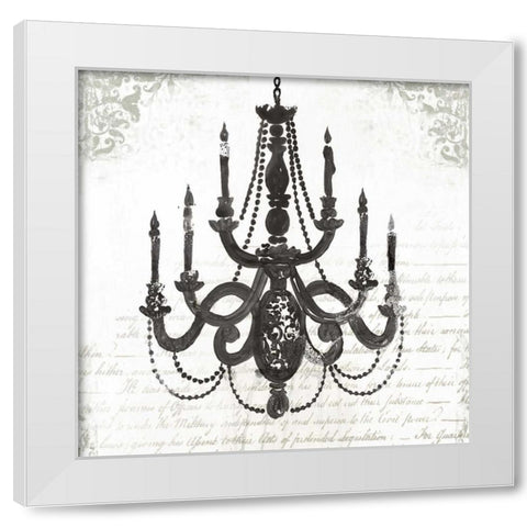 Black Chandelier I White Modern Wood Framed Art Print by PI Galerie