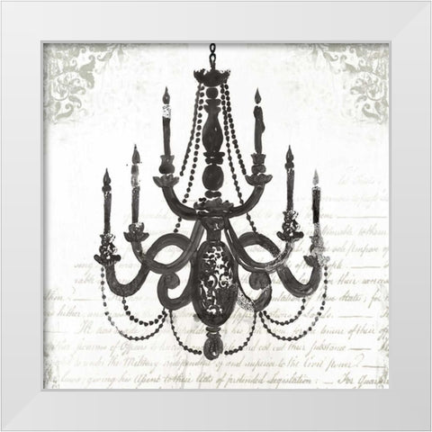 Black Chandelier I White Modern Wood Framed Art Print by PI Galerie