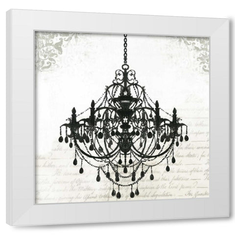 Black Chandelier II White Modern Wood Framed Art Print by PI Galerie