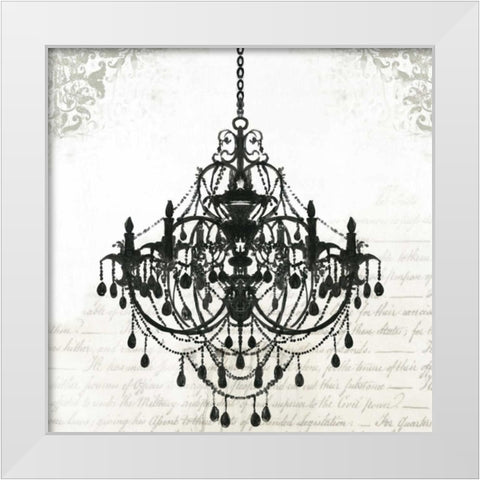 Black Chandelier II White Modern Wood Framed Art Print by PI Galerie