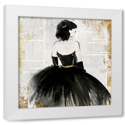 Lady in Black Dress White Modern Wood Framed Art Print by PI Galerie
