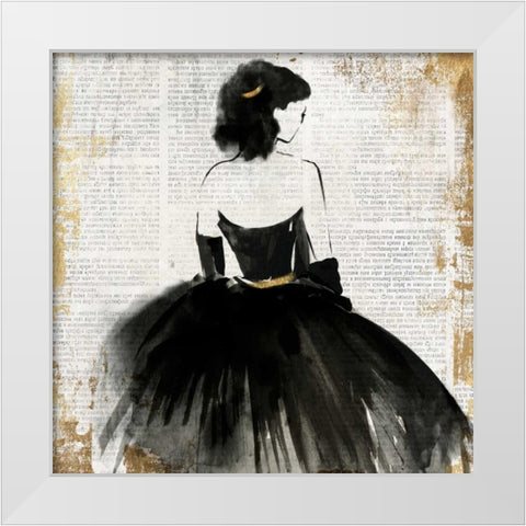Lady in Black Dress White Modern Wood Framed Art Print by PI Galerie