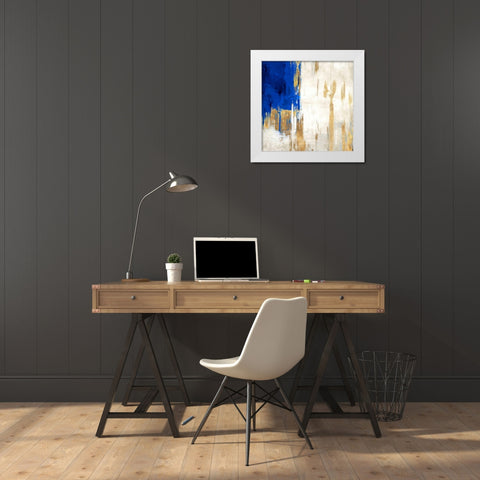 Indigo Abstract III White Modern Wood Framed Art Print by PI Galerie