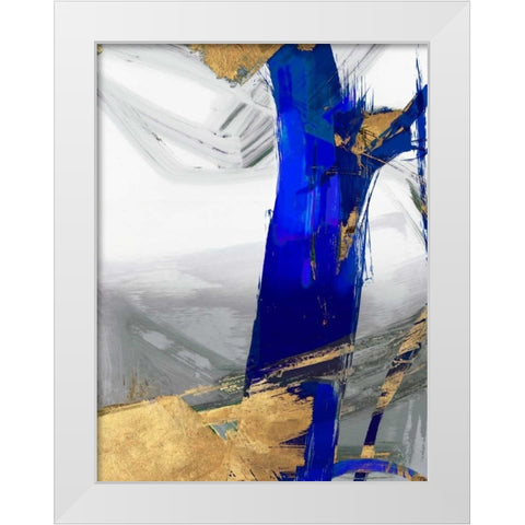 Indigo Abstract IV White Modern Wood Framed Art Print by PI Galerie