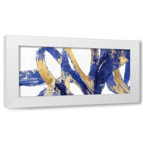 Indigo Abstract V White Modern Wood Framed Art Print by PI Studio