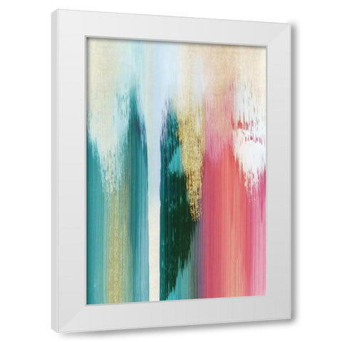 Multicolor Streak White Modern Wood Framed Art Print by PI Galerie