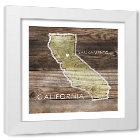 California Rustic Map White Modern Wood Framed Art Print by PI Galerie