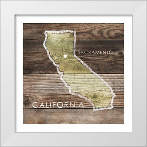 California Rustic Map White Modern Wood Framed Art Print by PI Galerie