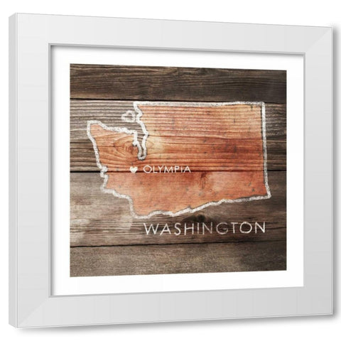 Washington Rustic Map White Modern Wood Framed Art Print by PI Galerie