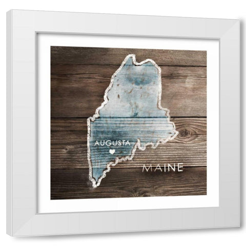 Maine Rustic Map White Modern Wood Framed Art Print by PI Galerie