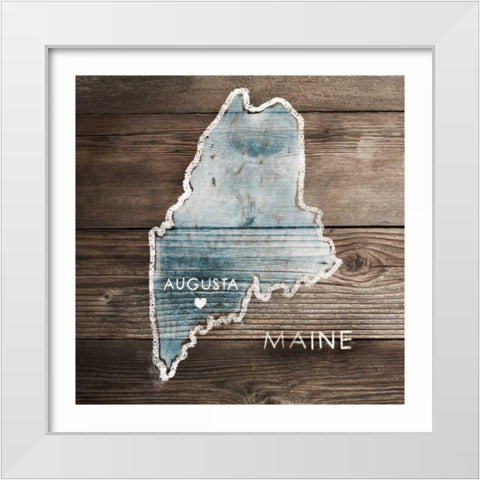 Maine Rustic Map White Modern Wood Framed Art Print by PI Galerie