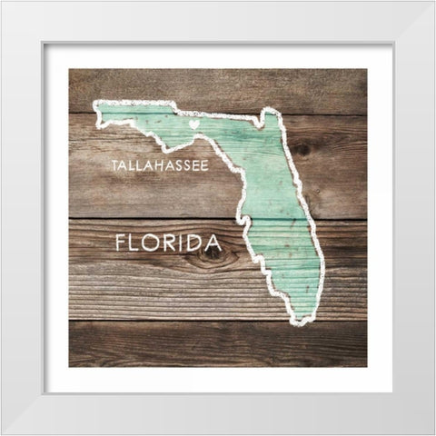 Florida Rustic Map White Modern Wood Framed Art Print by PI Galerie