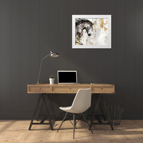 Equestrian Gold III White Modern Wood Framed Art Print by PI Galerie