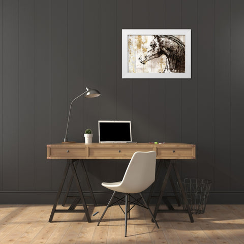 Equestrian Gold IV White Modern Wood Framed Art Print by PI Galerie