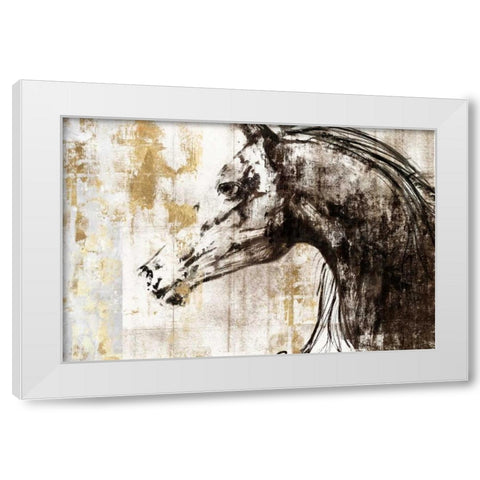 Equestrian Gold IV White Modern Wood Framed Art Print by PI Galerie