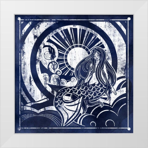 Ink Dip Mermaid White Modern Wood Framed Art Print by PI Galerie